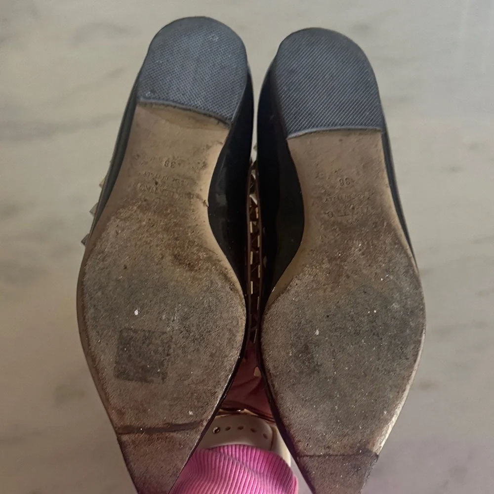 Valentino Black Patent Studded Flats